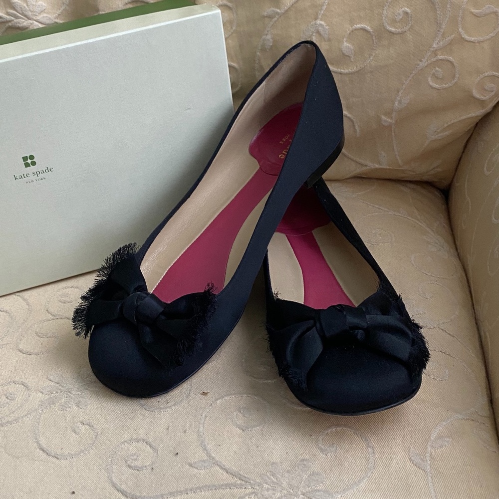 Kate Spade Peggy Ballet Flats in Black Satin
